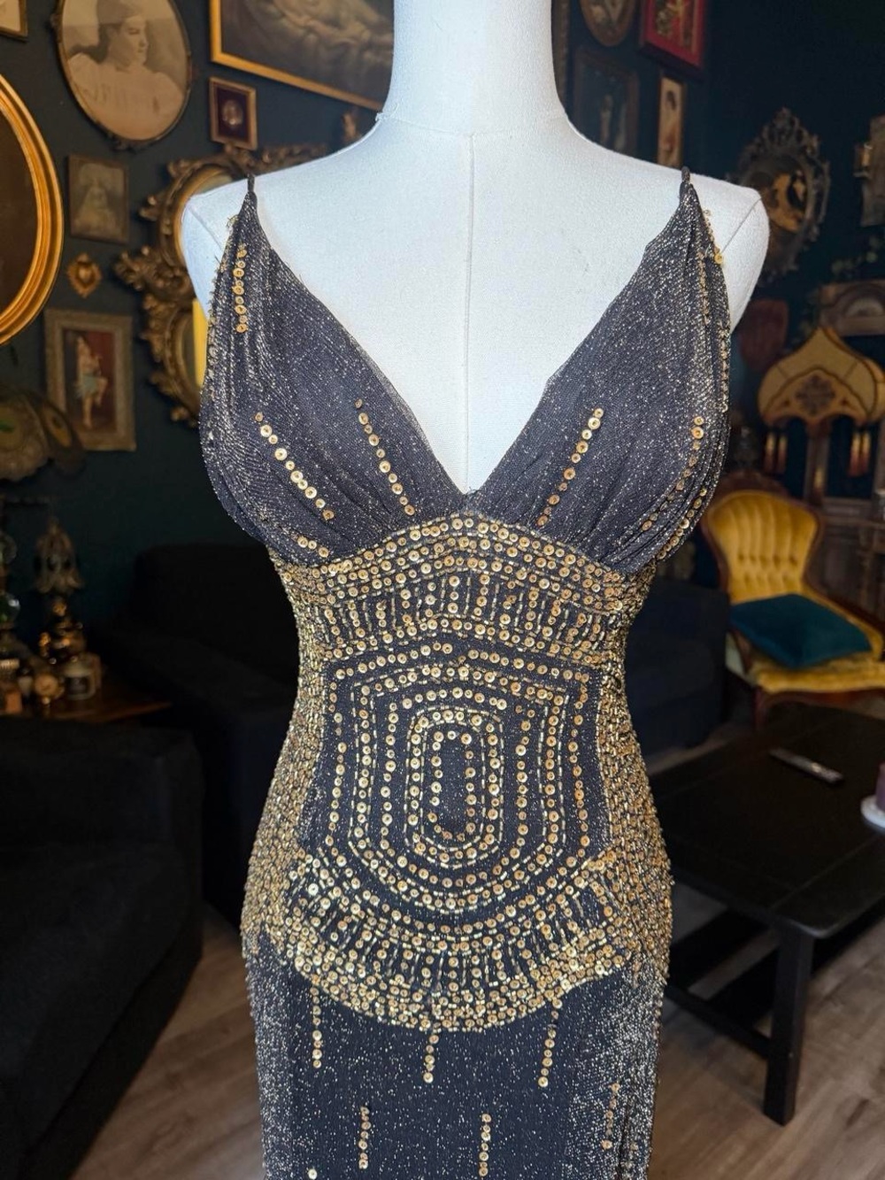 Y2K Cache Beaded Sequin Maxi Gown - Picture 4 of 10